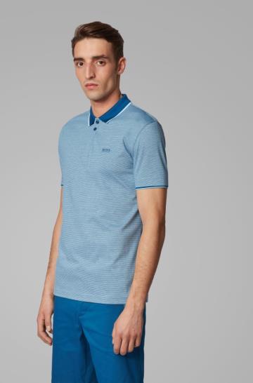 Koszulki Polo BOSS Cotton Piqué Niebieskie Męskie (Pl31151)